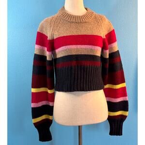 Current/Elliott Cropped Pullover Crewneck Sweater Wool Alpaca Blend Stripe XS S